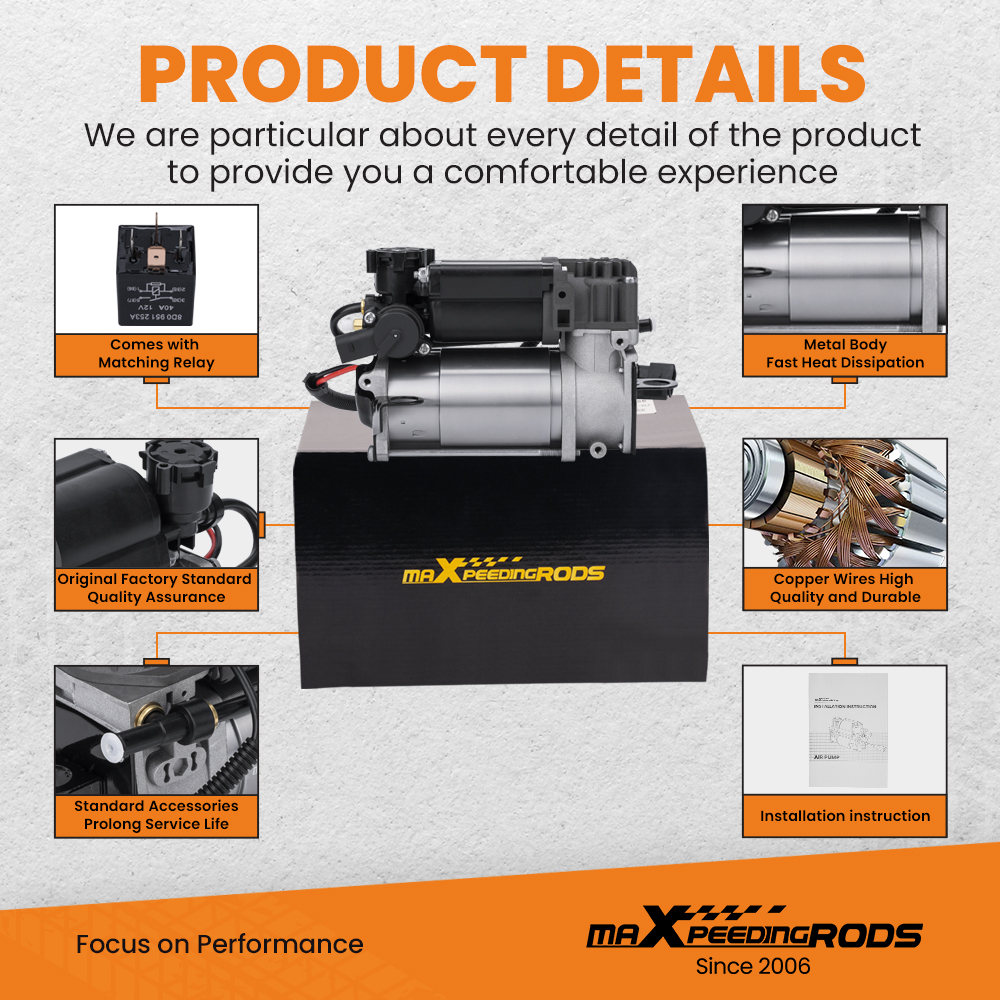 New OEM Quality compatible for Audi Allroad 2001-2005 Suspension Air Compressor 4Z7616007A