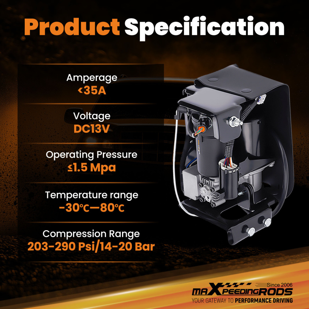 Air Suspension Compressor Pump compatible for Cadillac Escalade GMC Yukon Suburban 22941806