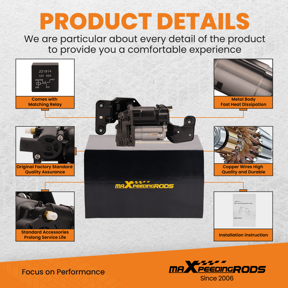 Compresseur suspension pneumatique compatible pour BMW x5 e70 x6 e71 e72 37226785506 pompe à Air