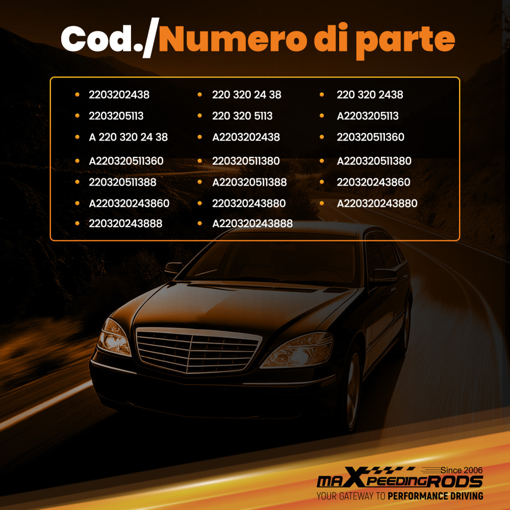 Ammortizzatori anteriori con sospensioni pneumatiche compatibile per MERCEDES W220 S430 S500 S600 2203205113