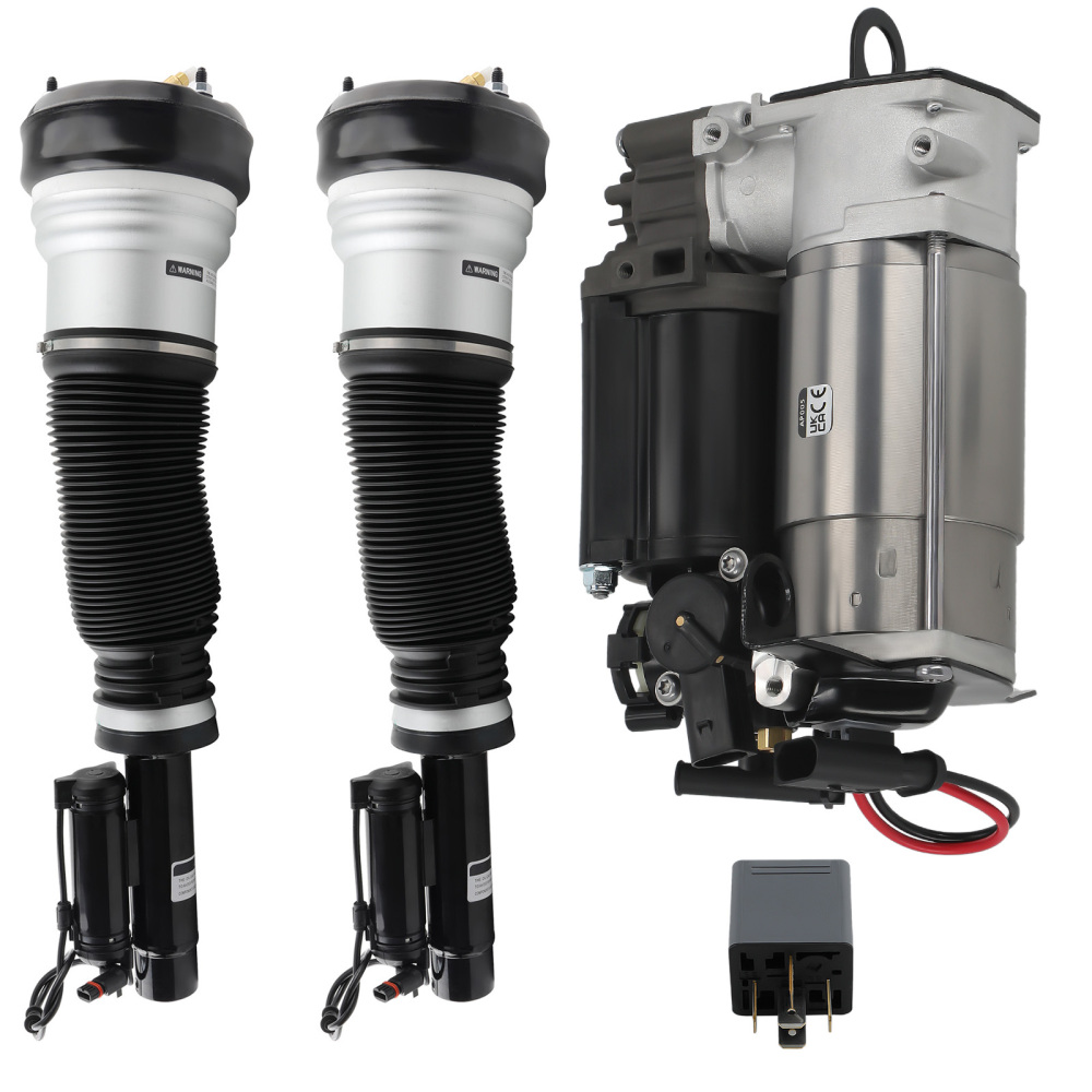 Front Pair Air Suspension Strut +Air Pump compatible for Mercedes S Class W220 1998-2005