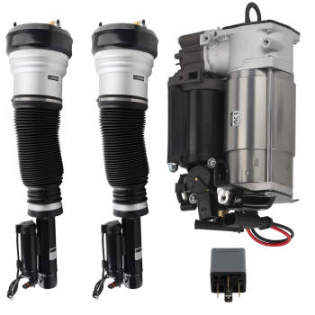 Front Pair Air Suspension Strut +Air Pump compatible for Mercedes S Class W220 1998-2005