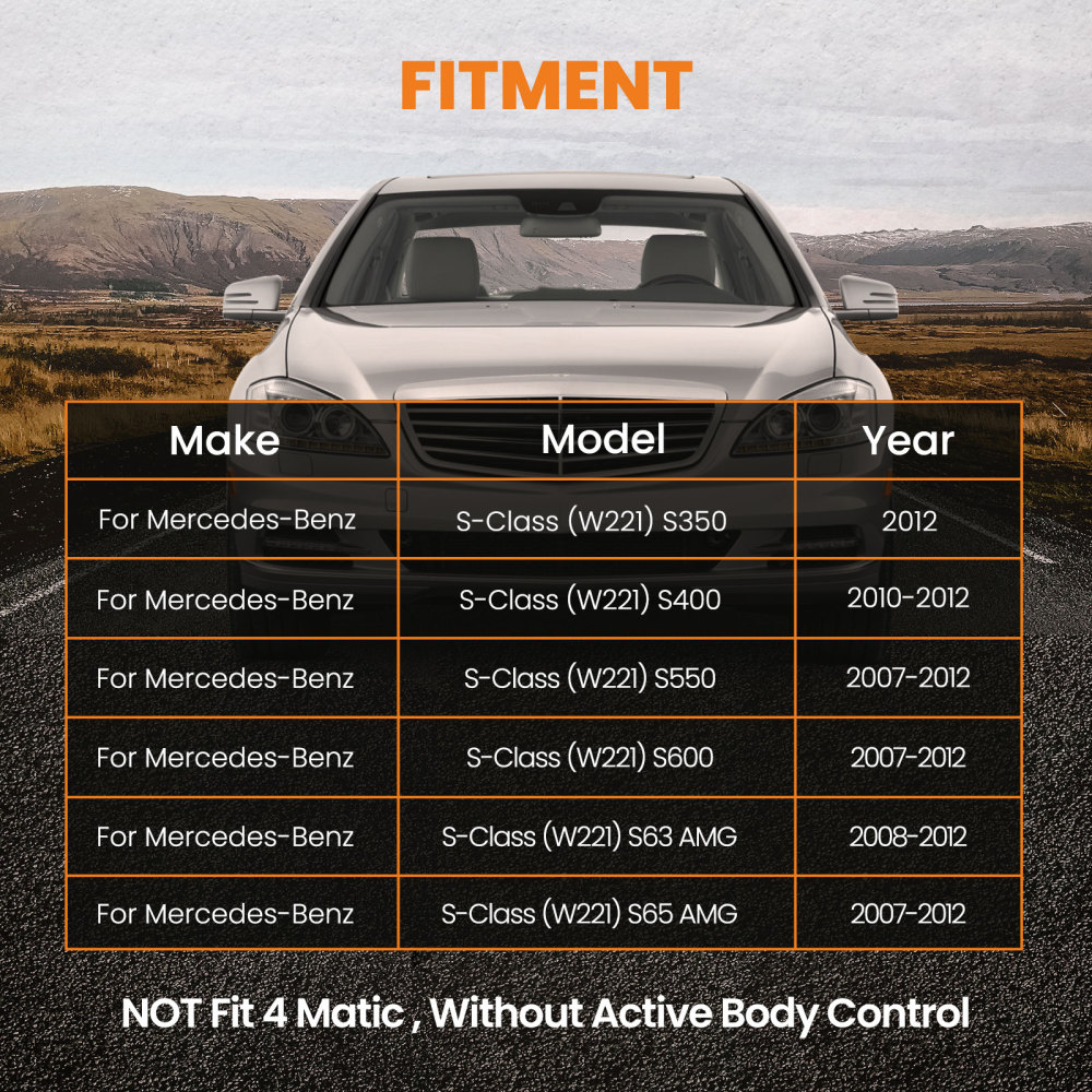 Front Air Shock Left Right compatible for Mercedes Benz S Class W221 S350 05-15 2213204913