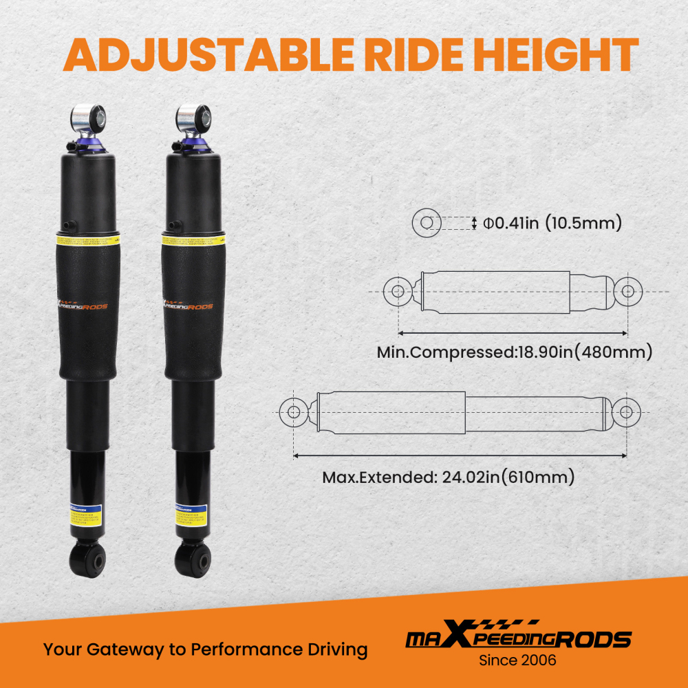 2 pcs Air Suspension Strut Shocks Rear Fit For GMC Chevy Cadillac Escalade 00-13