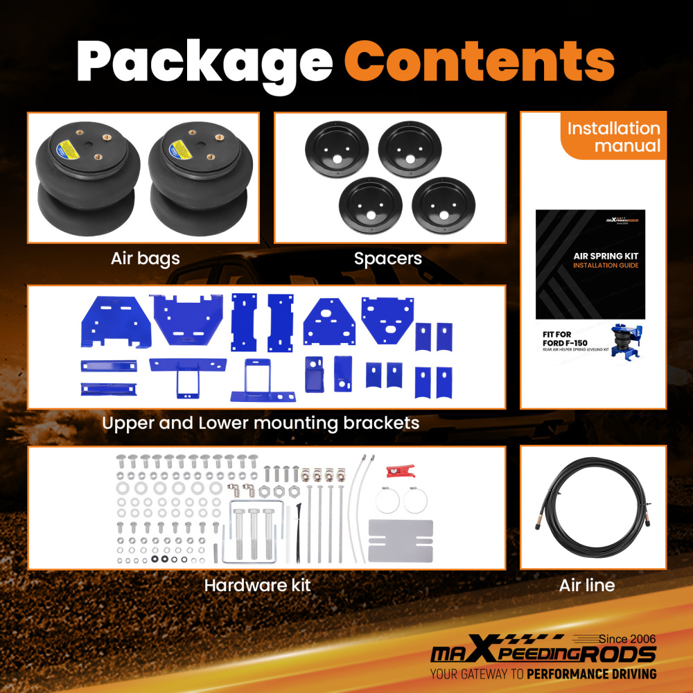 Rear Air Spring Suspension Kit compatible for Ford F-250 Super Duty Pickup 6.2L 2020-2022