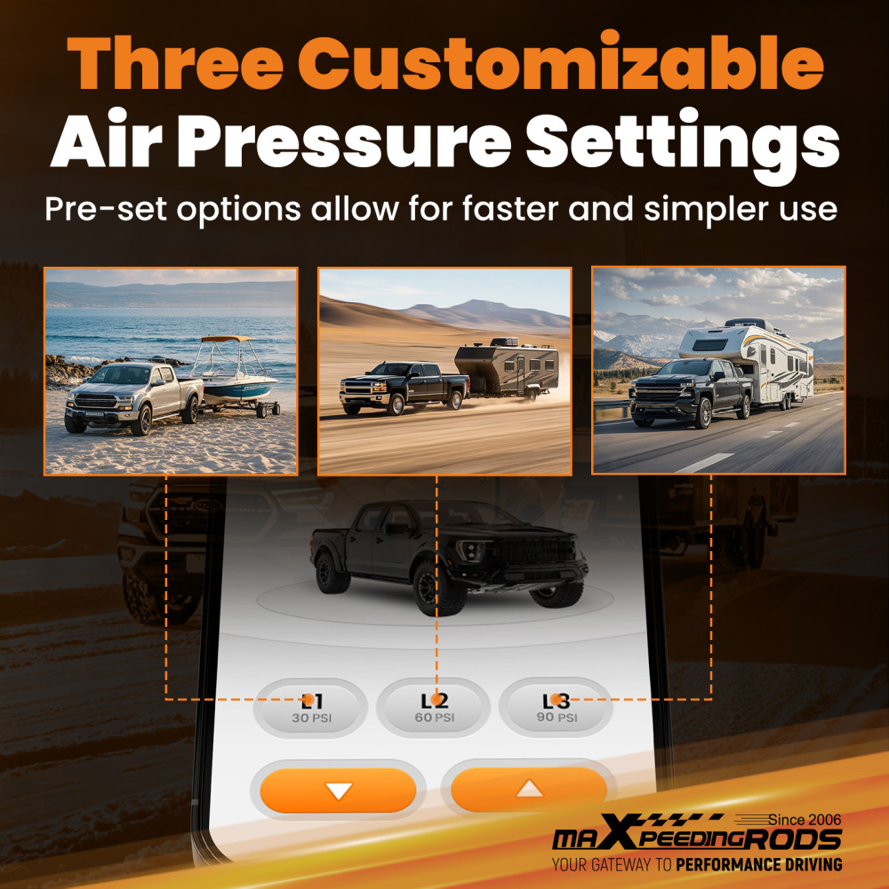 Air Suspension Kit + Wireless Air Shock Compressor Kit compatible for Dodge Ram 1500 06-08