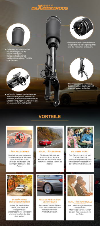 Avant Suspension Pneumatique Luftfederbein compatible pour Mercedes Ml Gl Classe W164 X164