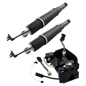 Pair Air Suspension Shocks+Compressor Pump compatible for Cadillac Escalade Suburban 15-20