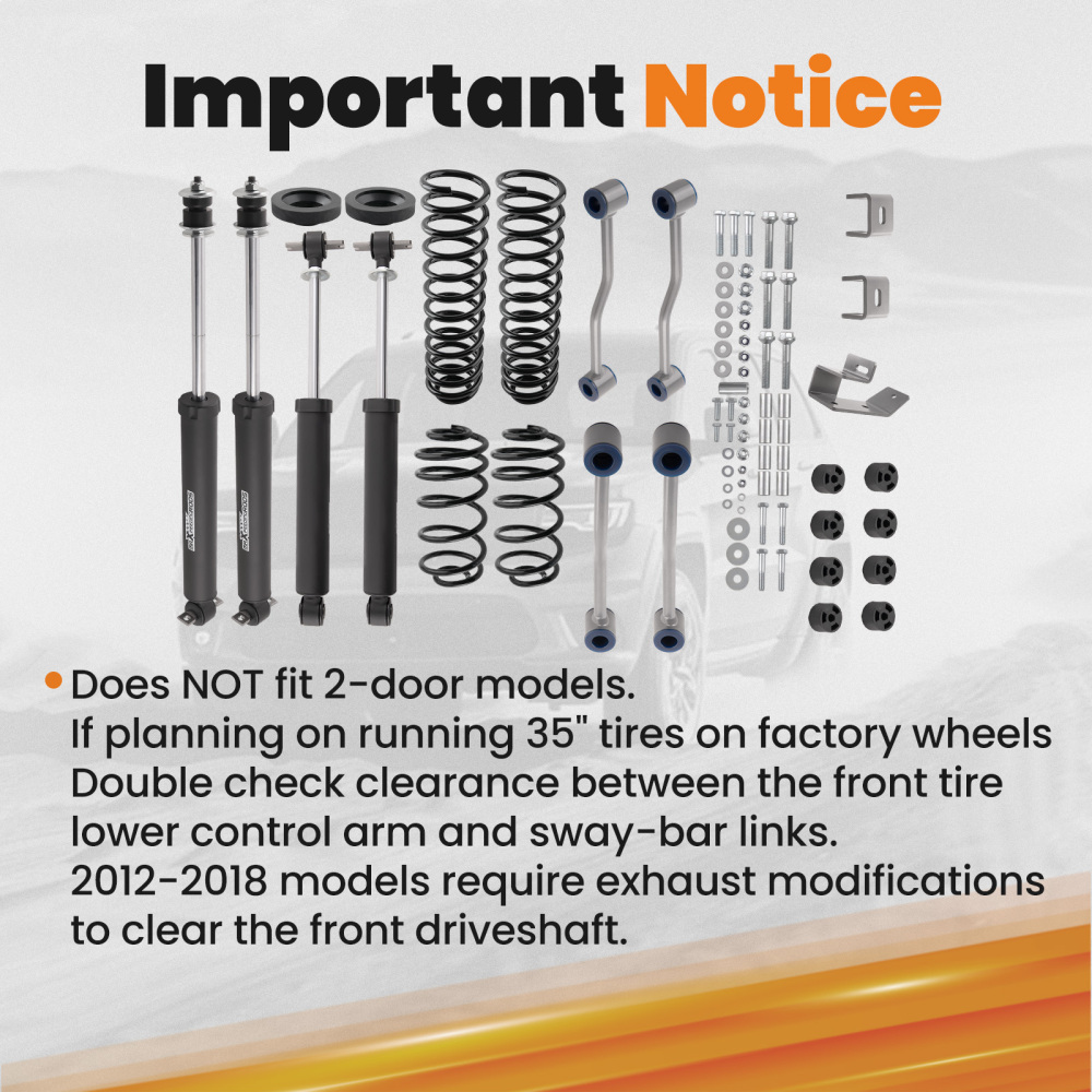 3.25 Lift Kit compatible for Jeep Wrangler TJ 1997-02 w/ 6-Cyl Engine
