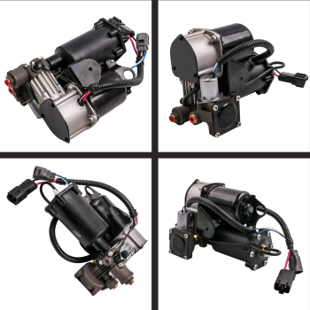 2x Front Air Suspension Shock Absorber + Compressor compatible for Land Rover LR3 LR4 05-09