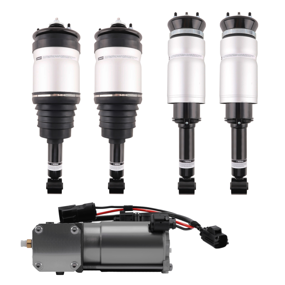 Pair Rear Air Suspension Shock + Compressor compatible for Range Rover LR3 LR4 Discovery