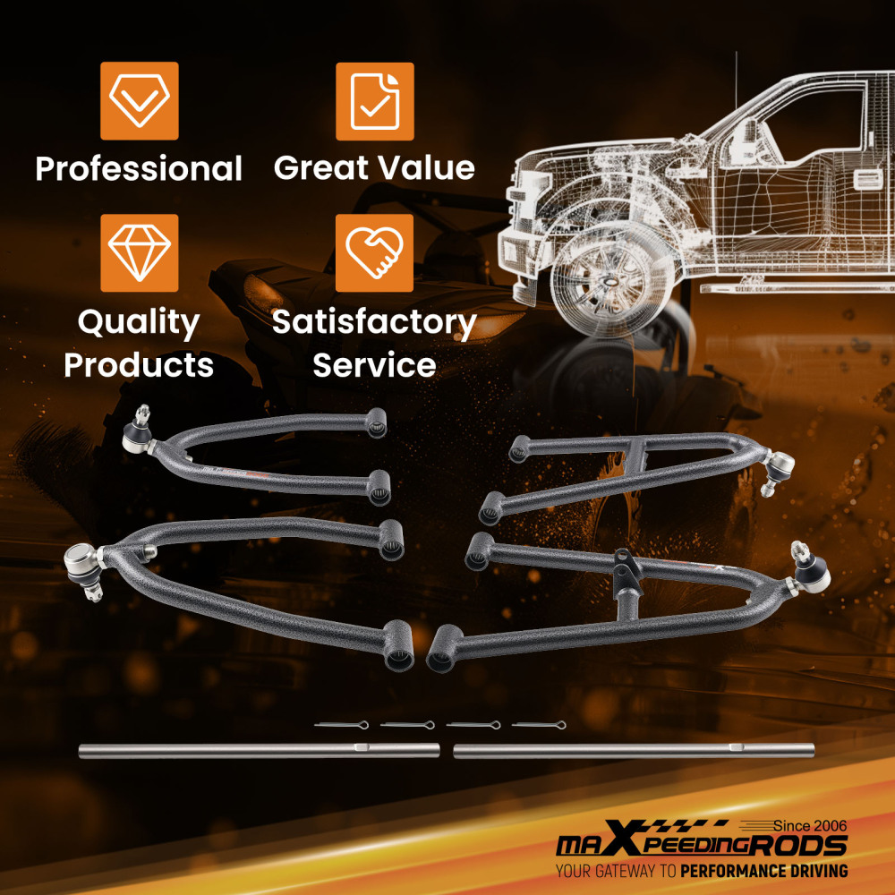 Complete Front A-Arm Kit compatible for Kawasaki KFX450R 2008-2014 Upper Lower Control Arms