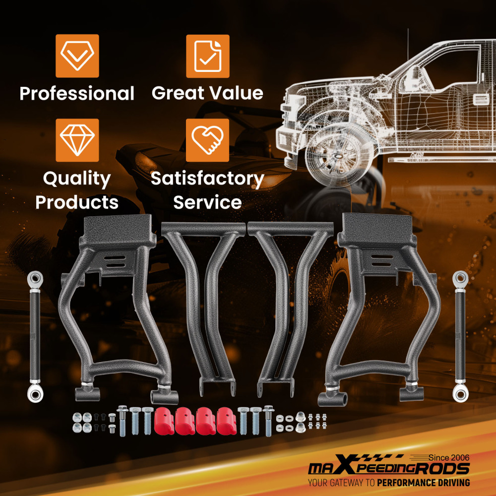 4pcs High Clearance 1.5 Forward Rear A-Arms Set compatible for Polaris RZR S 800 / 4 800