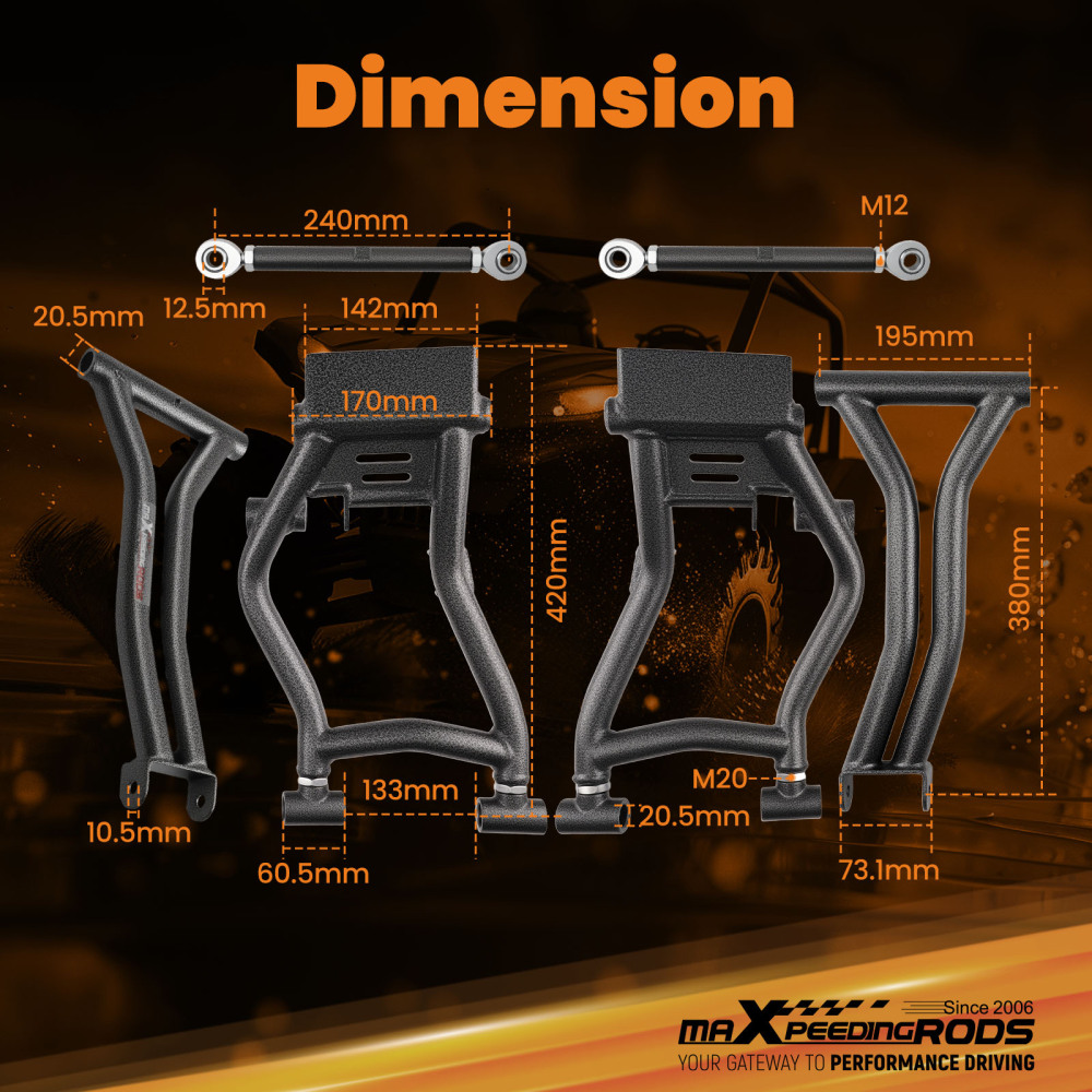 4pcs High Clearance 1.5 Forward Rear A-Arms Set compatible for Polaris RZR S 800 / 4 800