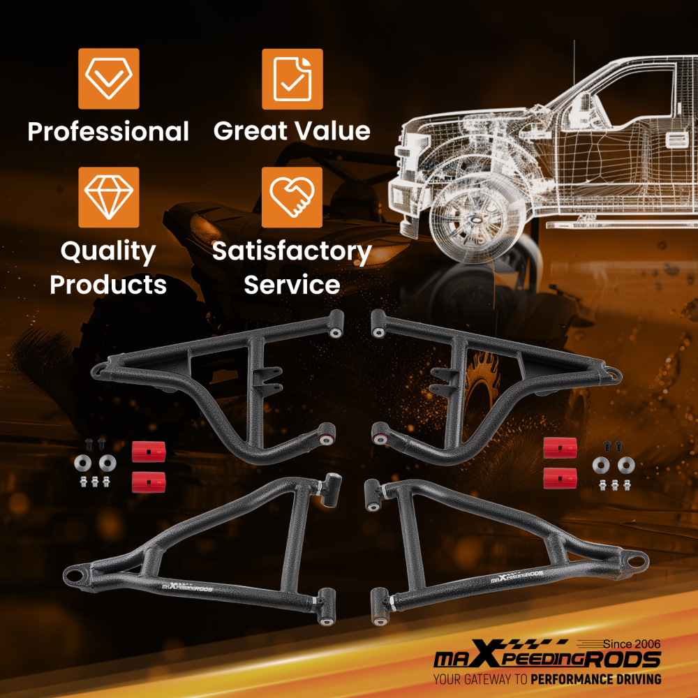 Control Arm Set Front Upper Lower compatible for Polaris RZR S 900 RZR 4 900 2017-2021+