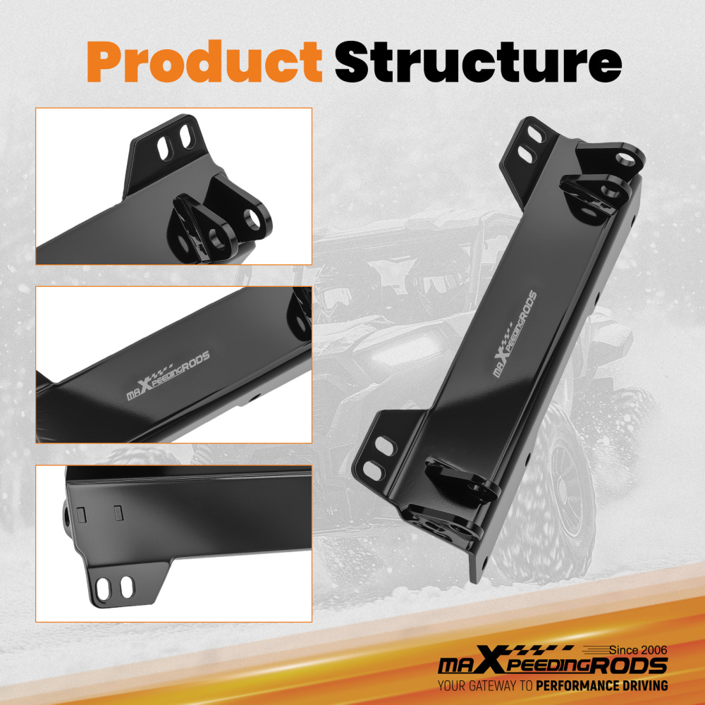 Black Coated Plow Mount compatible for Polaris Ranger XP 1000 2018-2022 Steel Frame UTV