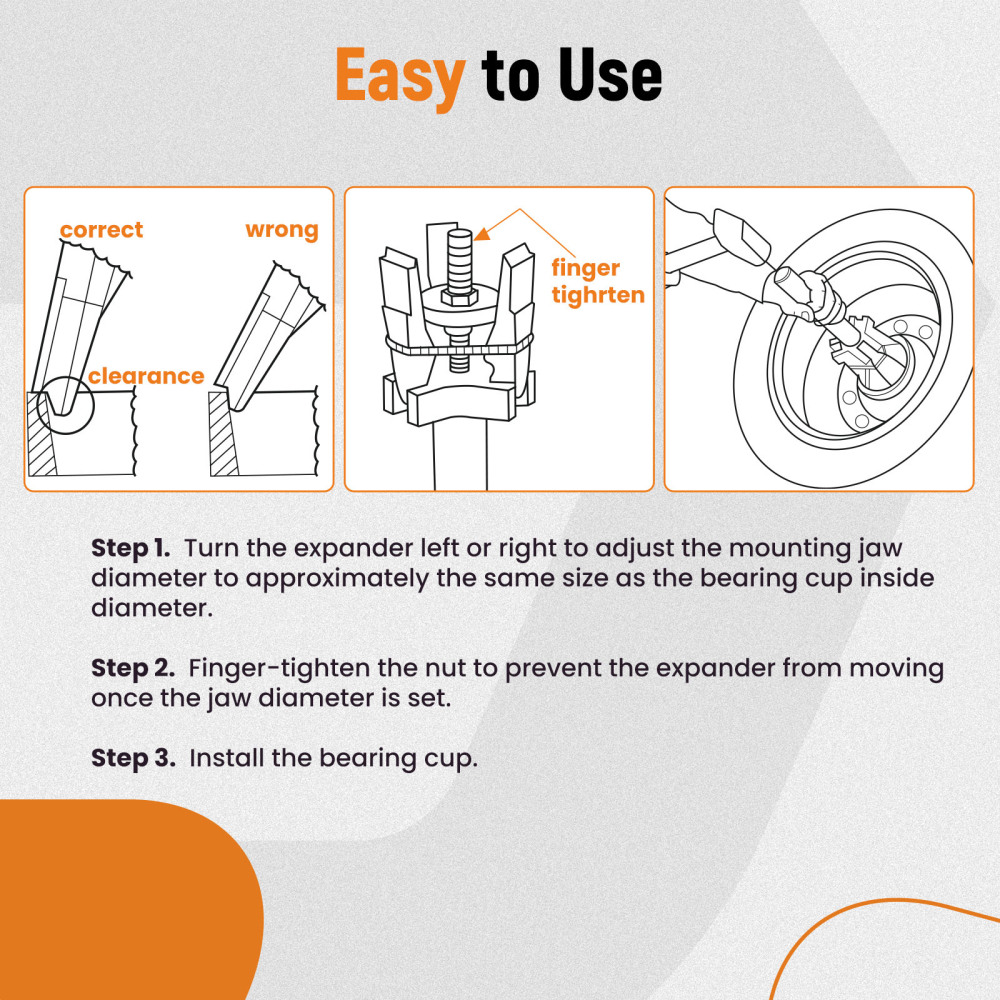 Universal Bearing Cup Installer for 3-5/8 to 6-1/2 OD 11000 to 50000lb