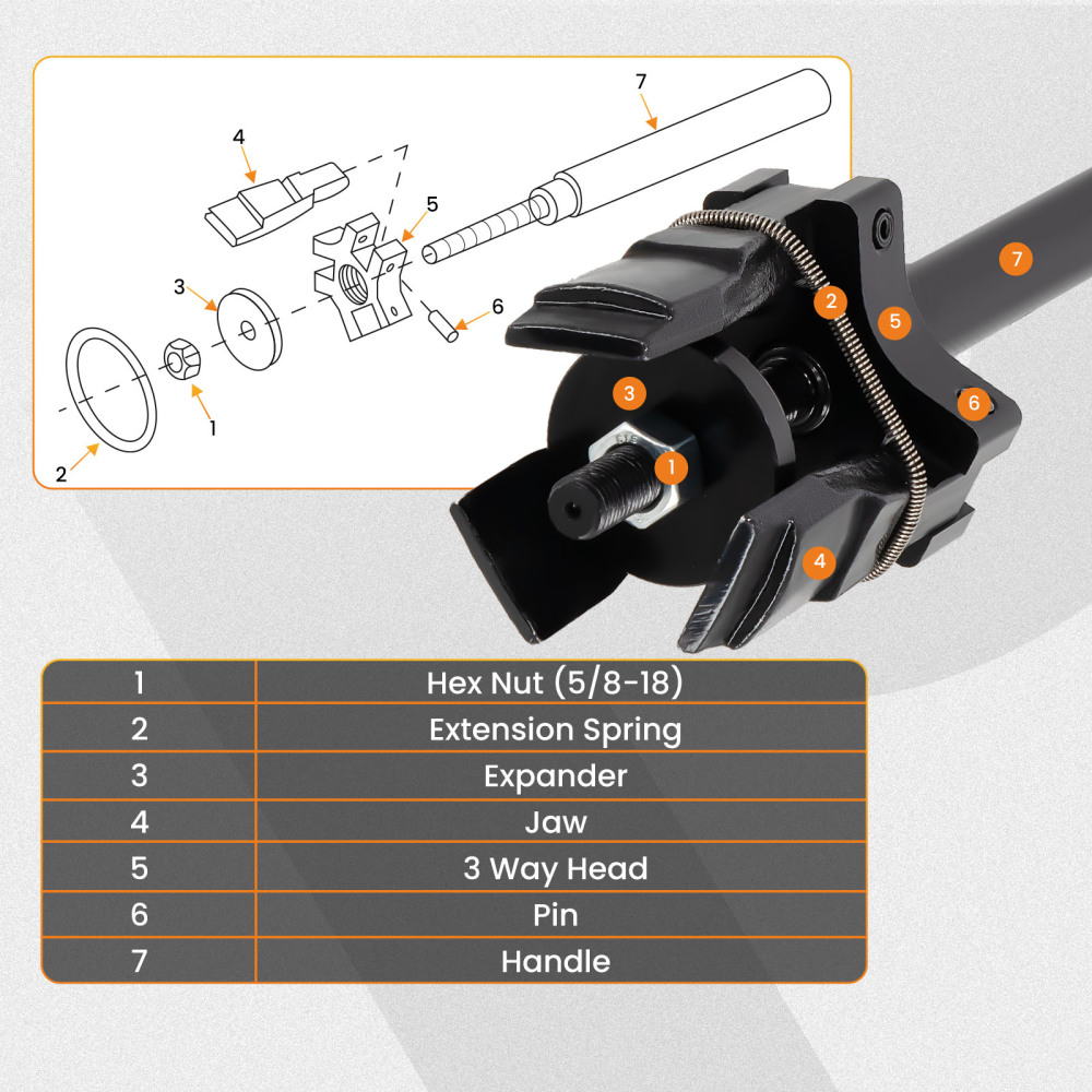 Universal Bearing Cup Installer for 3-5/8 to 6-1/2 OD 11000 to 50000lb
