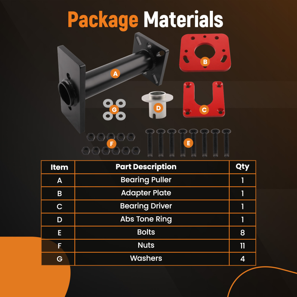 Axle Bearing Puller Set compatible for Toyota 95-20 With Tone Ring Tool Installer Hilux