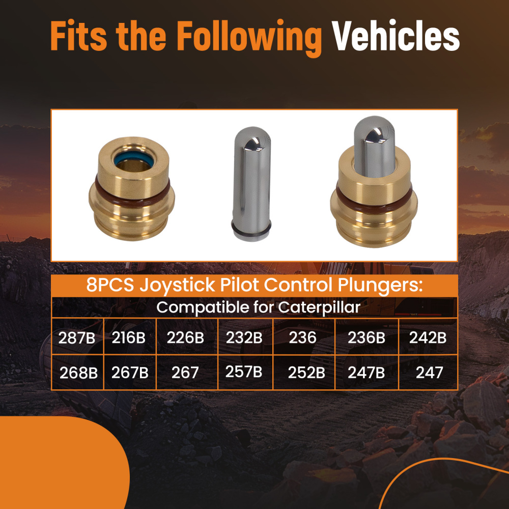 Joystick Pilot Control Plunger 8pcs Kit compatible for Caterpillar CAT 216B 226B 236B 242B
