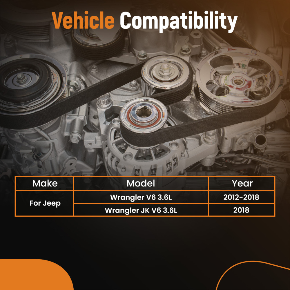 Drive Belt Tensioner w / Pulley For 2012-2018 compatible for Jeep Wrangler JK 3.6L V6 4627038AA