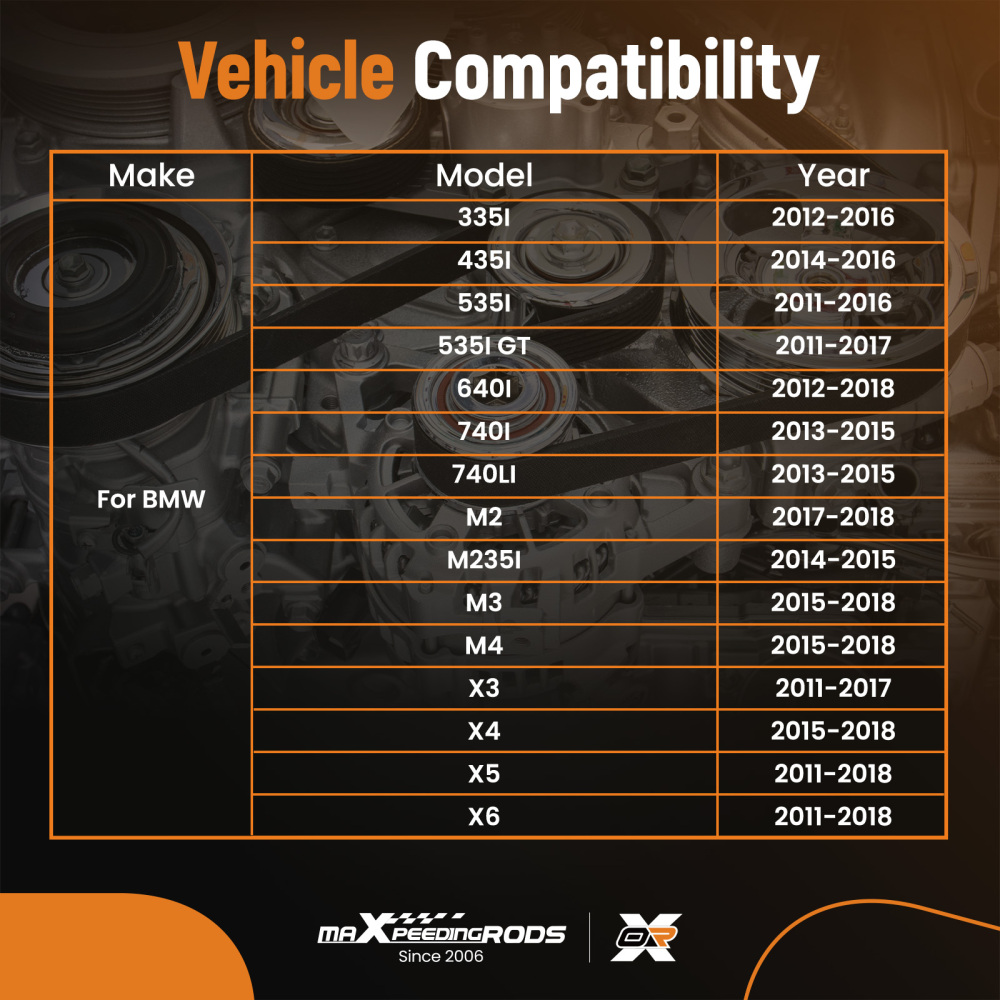 Belt Tensioner Assembly compatible for BMW 335i 435i 535i 2011-2016 11287599097