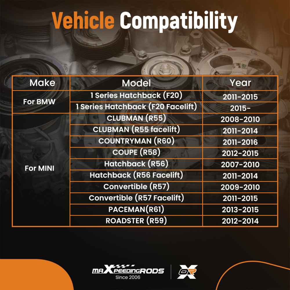 Belt Tensioner compatible for BMW 1 Series Hatchback compatible for MINI CLUBMAN COUNTRYMAN COUPE 120455