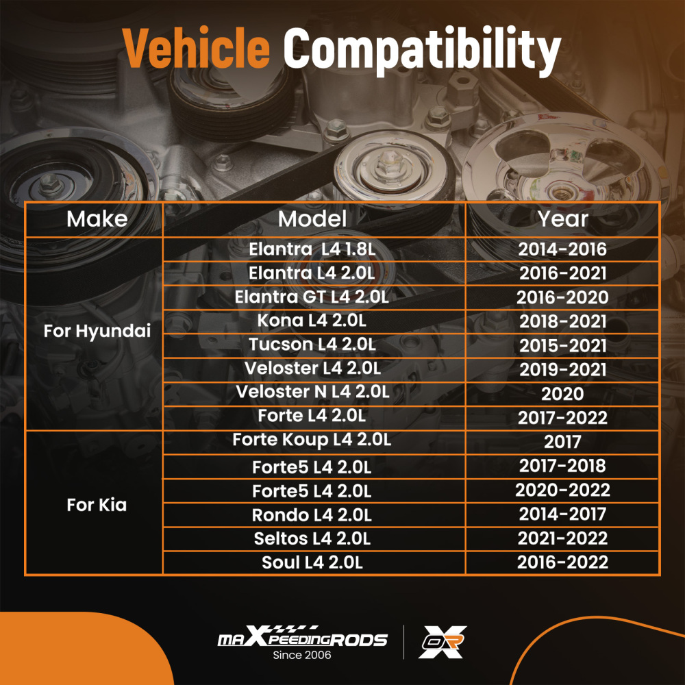 Drive Belt Tensioner compatible for Hyundai Veloster N 2.0L 2020 25281-2E350