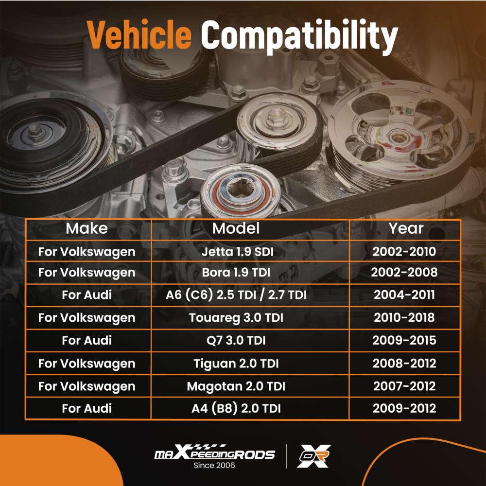 Drive Belt Tensioner compatible for Audi A3 A4 A5 Q3 compatible for VW Golf Passat 1.6 2.0 038903315AM