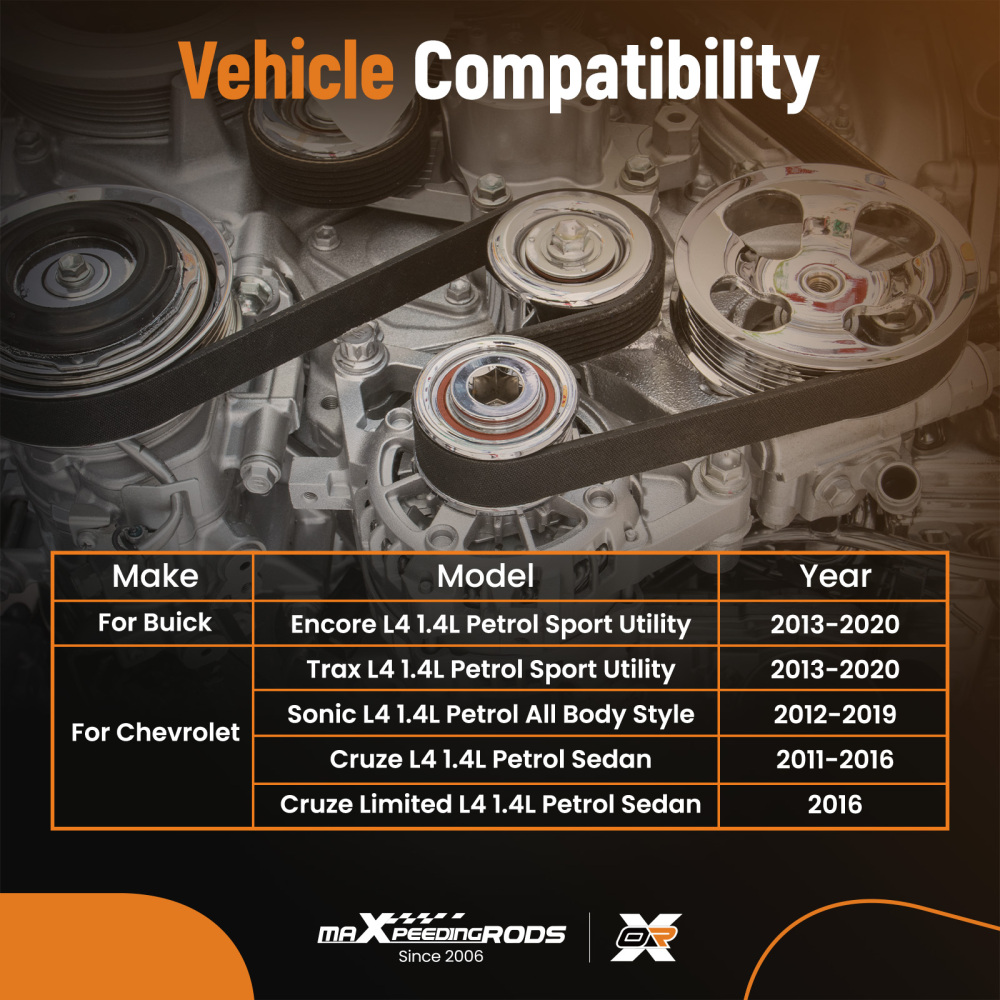 Belt Tensioner Assembly compatible for Buick Encore 1.4L 2013-2020 90531986