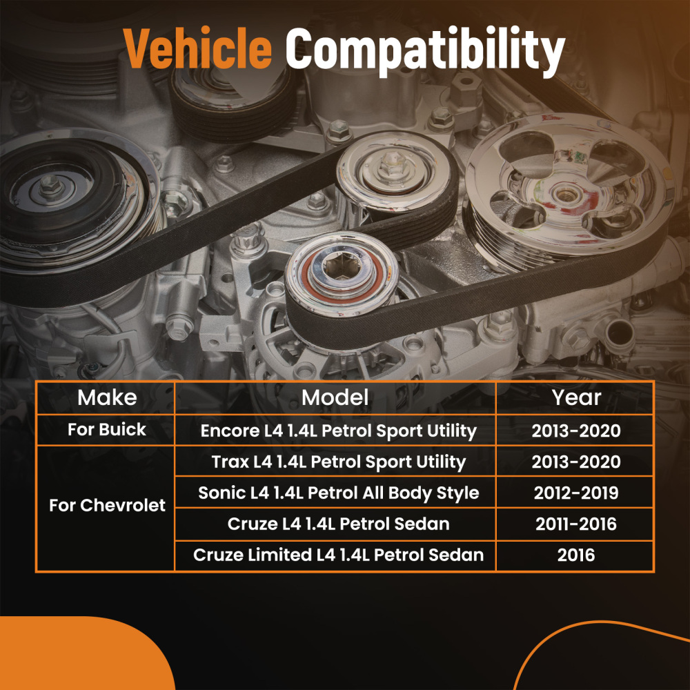 Belt Tensioner Assembly compatible for Buick Encore 1.4L 2013-2020 90531986