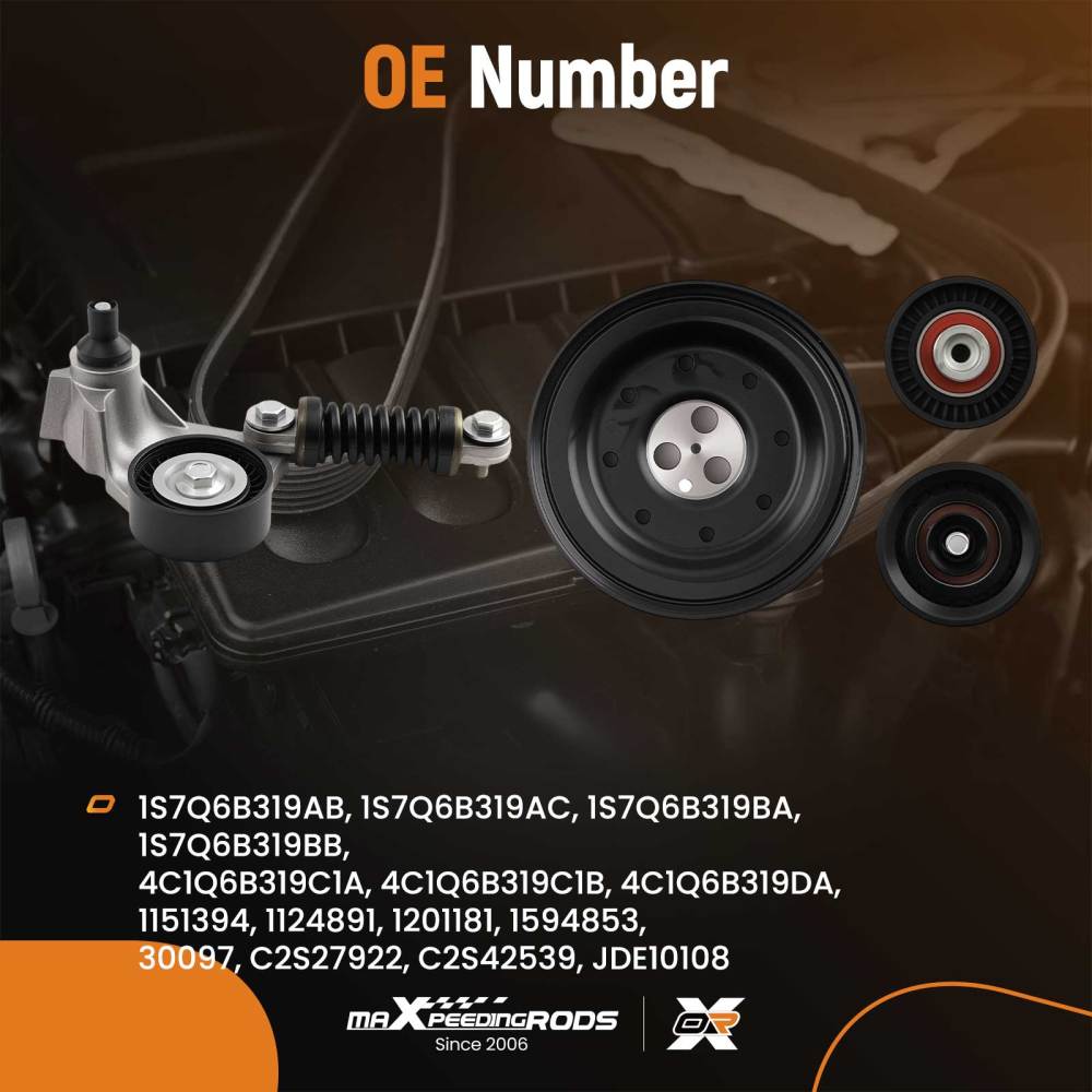 Crankshaft Pulley Fan Belt Tensioner Kit compatible for Ford Mondeo MK3 Transit 2.0 Diesel