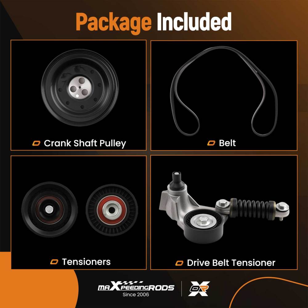 Crankshaft Pulley Fan Belt Tensioner Kit compatible for Ford Mondeo MK3 Transit 2.0 Diesel