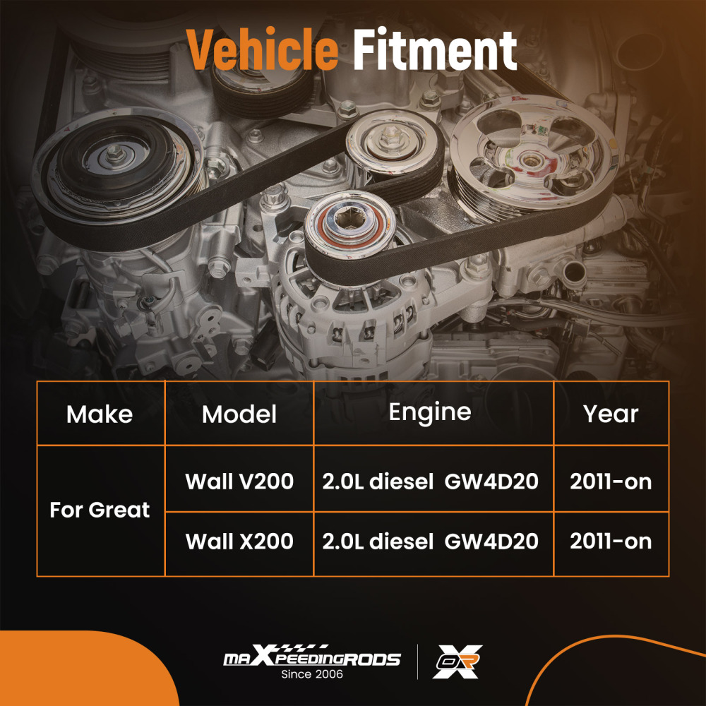Water Pump Timing Belt Ki compatible for Great Wall V200 X200 2.0L Diesel 2011-on