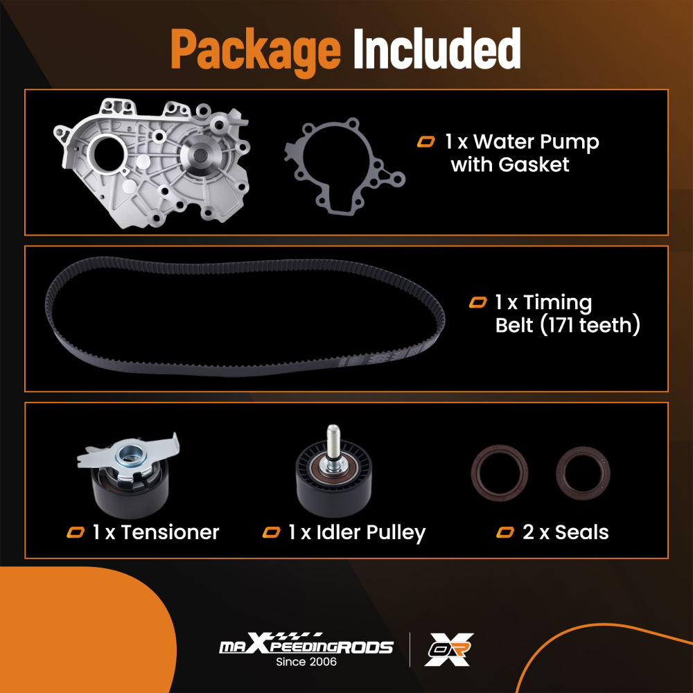 Water Pump Timing Belt Ki compatible for Great Wall V200 X200 2.0L Diesel 2011-on