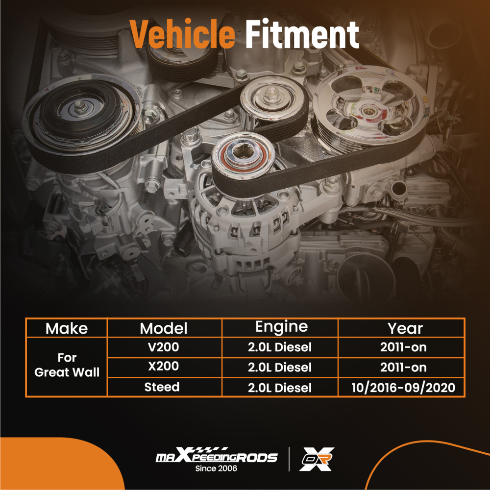 Belt Kit compatible for Great Wall V200 X200 Steed 2.0L Diesel 171T 2011-2020