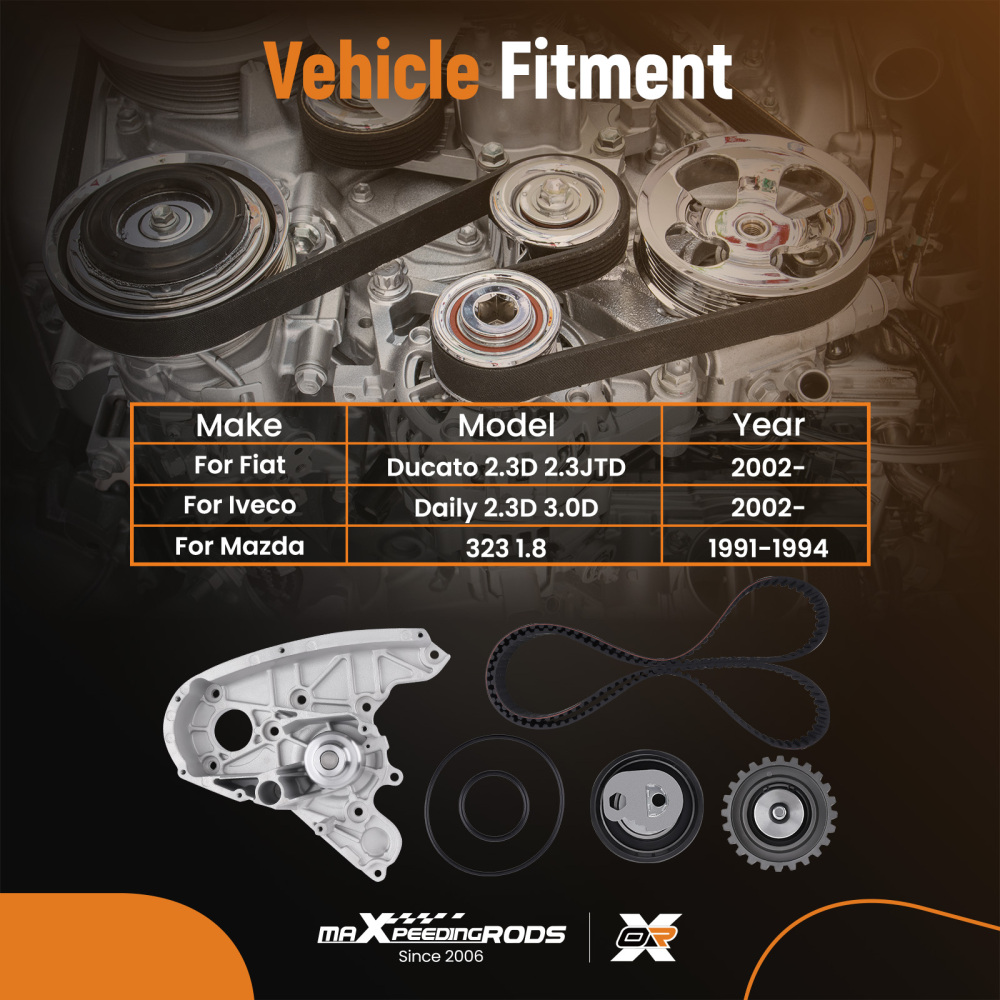 Timing Belt Water Pump Kit compatible for Fiat Ducato 2.3D 2.3JTD 2002-2023 compatible for Iveco Daily Set