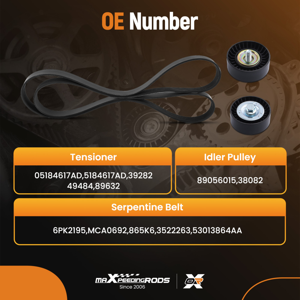 Drive Serpentine Belt Tensioner Idler Pulley Kit compatible for Chrysler Dodge 4861928AA