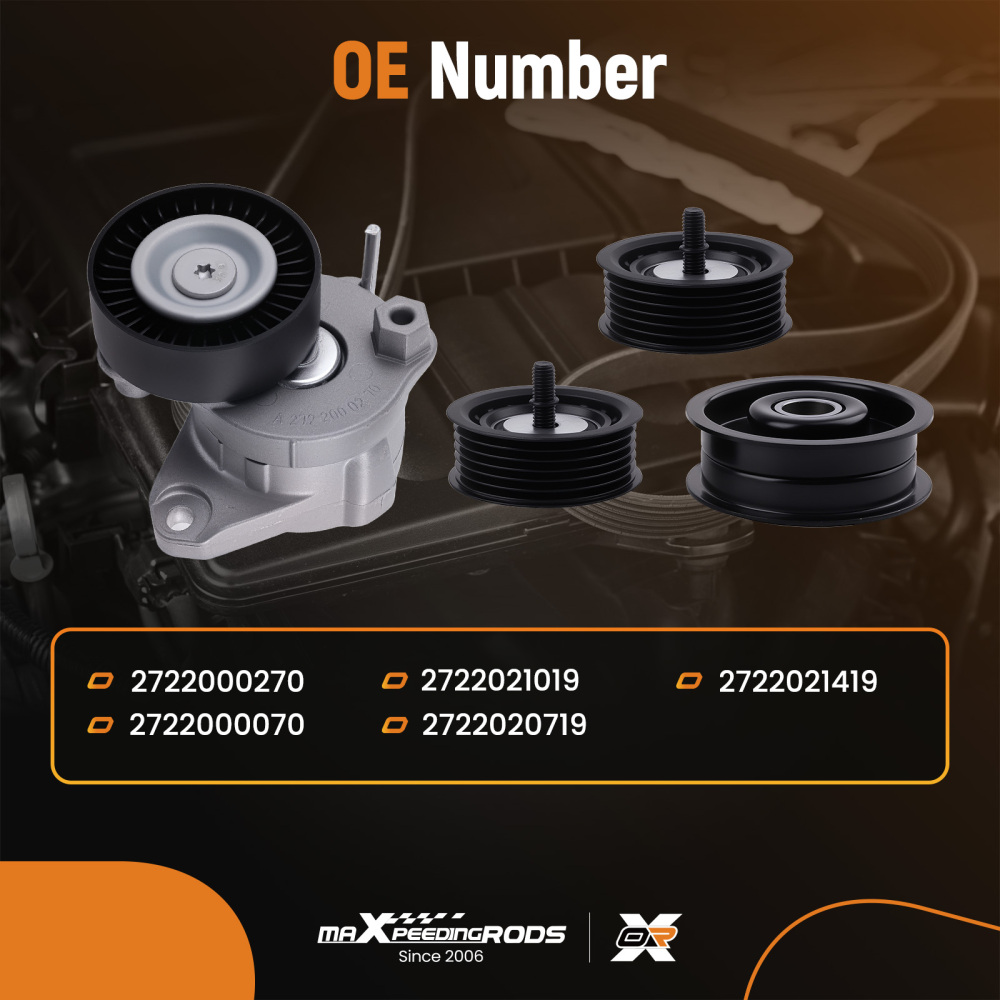 4Pcs Belt Tensioner w/ Idler Pulley Set compatible for Mercedes C300 C350 E350 ML350