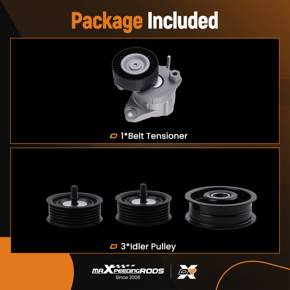 4Pcs Belt Tensioner w/ Idler Pulley Set compatible for Mercedes C300 C350 E350 ML350