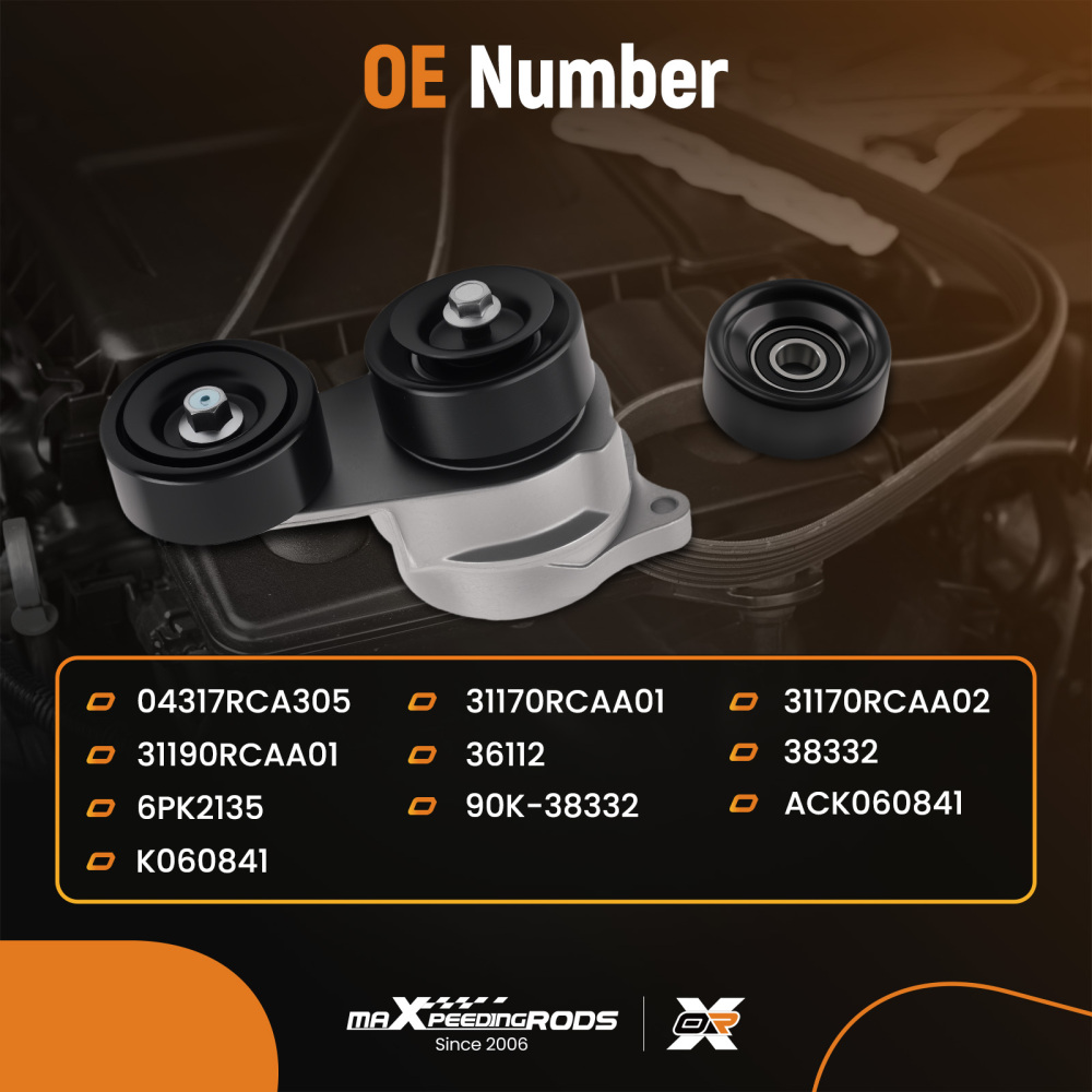 Belt Tensioner Assembly compatible for Acura MDX Base/Touring 2003-2013 90K-38332