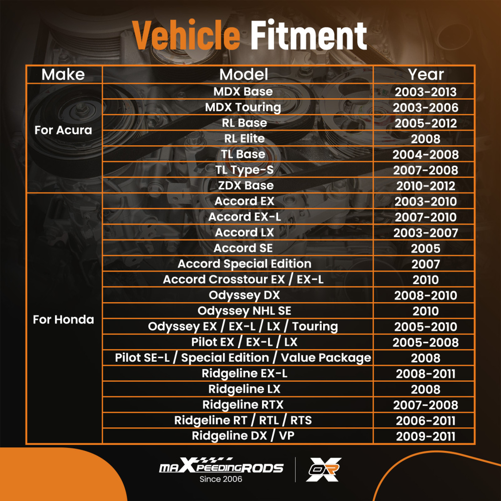 Belt Tensioner Assembly compatible for Acura MDX Base/Touring 2003-2013 90K-38332