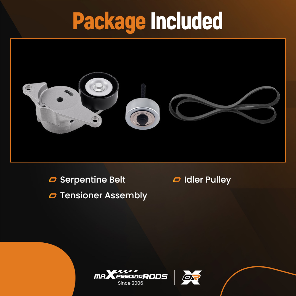 4x Serpentine Belt Drive Component Kit compatible for Chevy Traverse compatible for Cadillac Buick