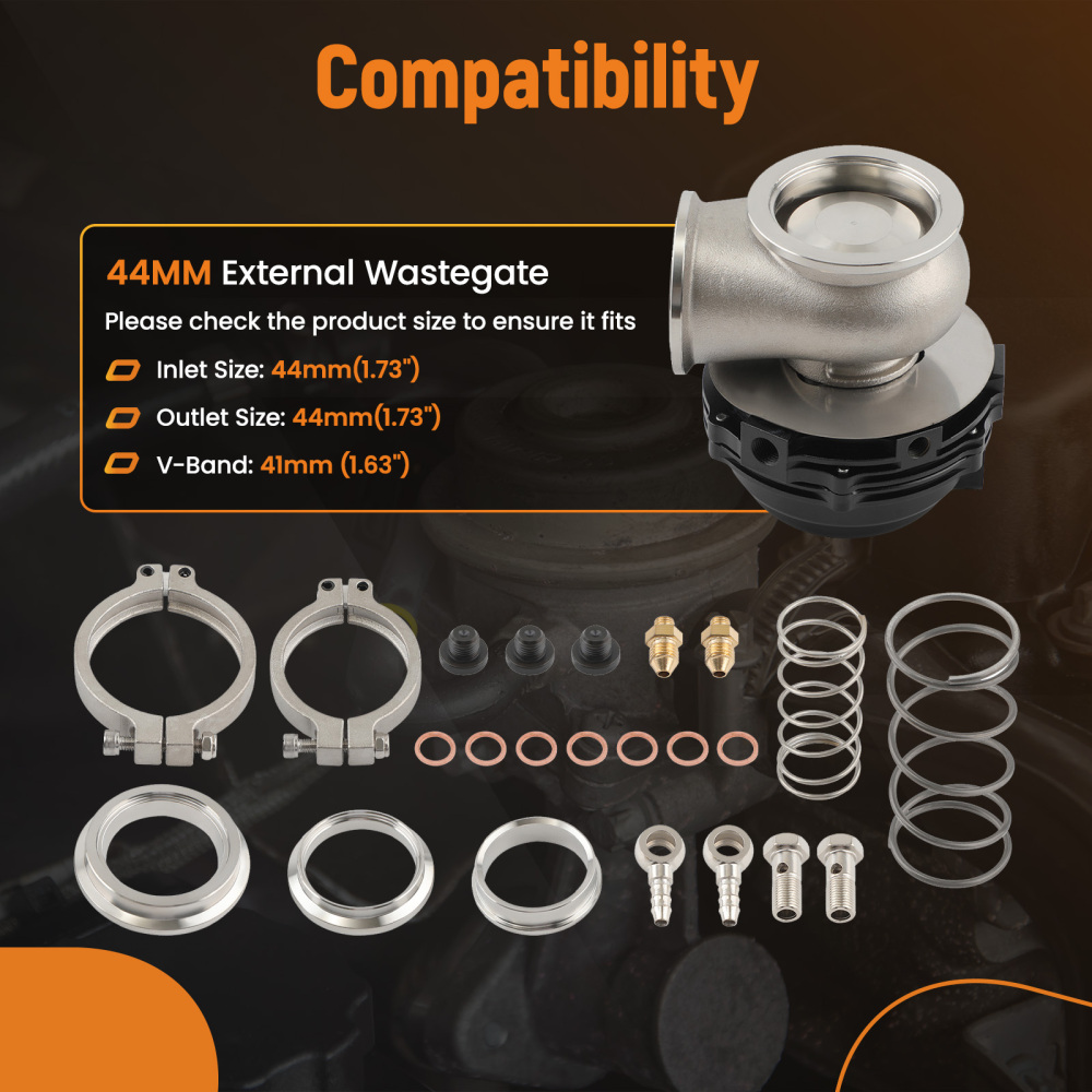44mm V-Band External WastegateBlack Stainless steel With Spring