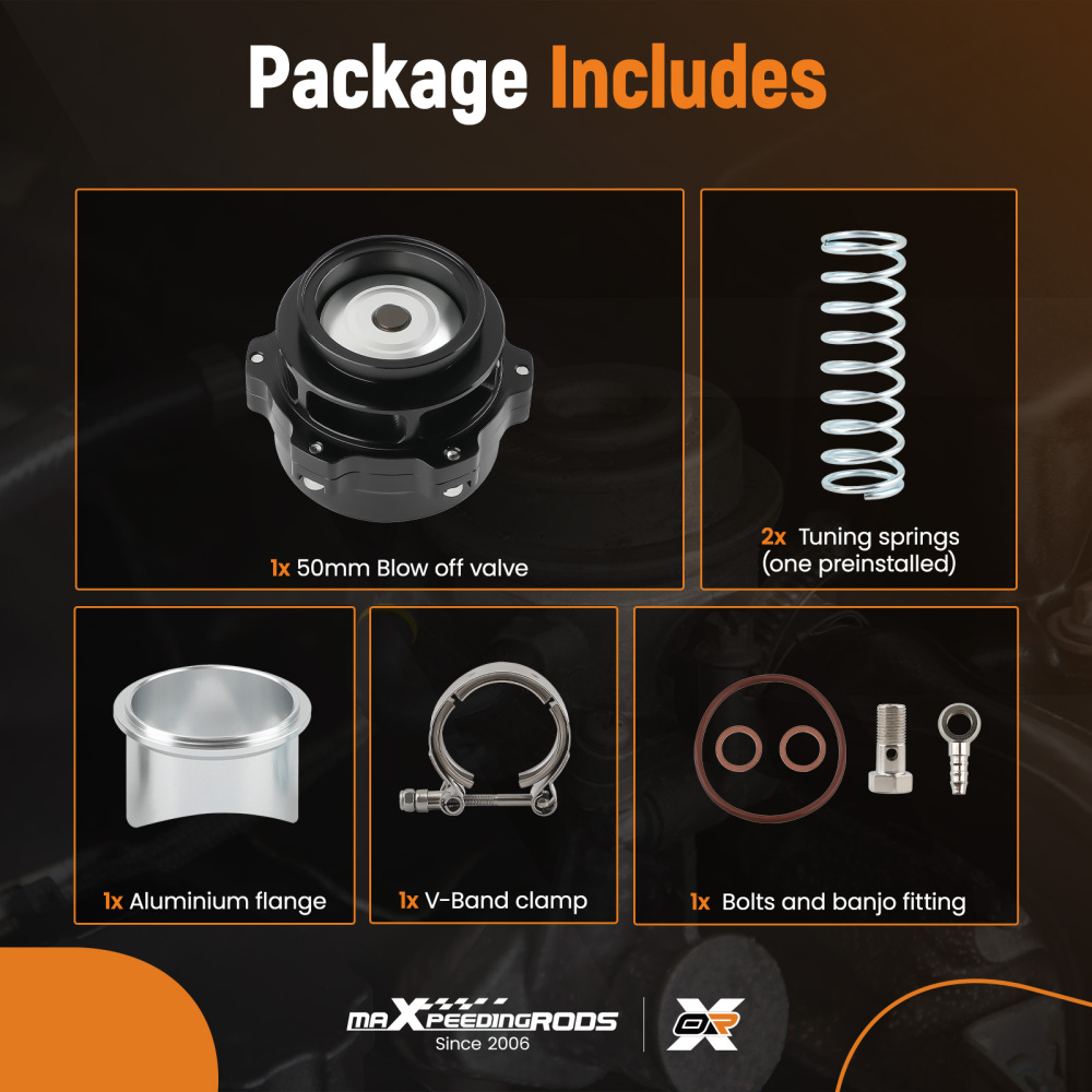 50MM V-BAND Turbo compatible for Charger Blow Off Valve BOV DUMP VALVE with 2 Springs   