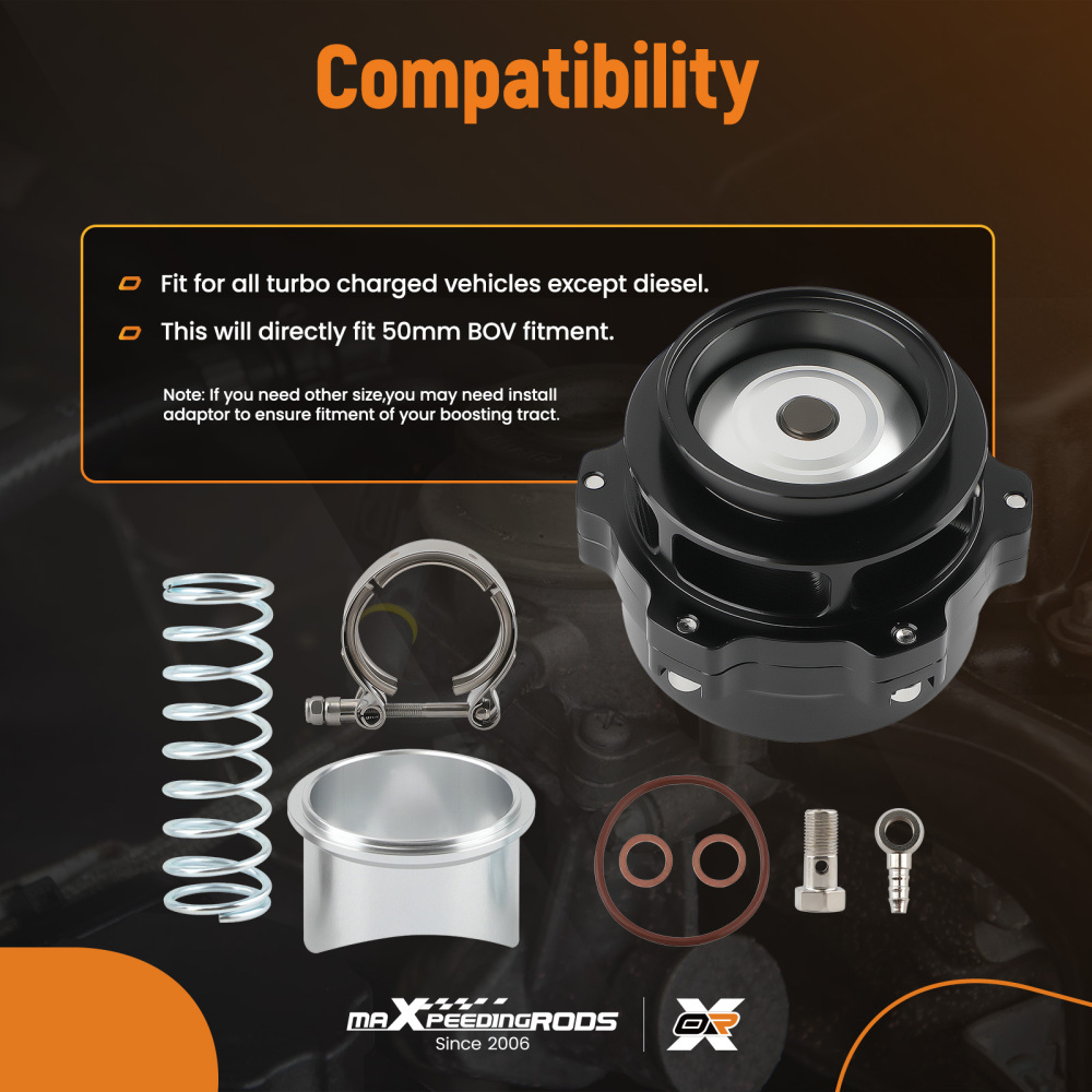 50MM V-BAND Turbo compatible for Charger Blow Off Valve BOV DUMP VALVE with 2 Springs   
