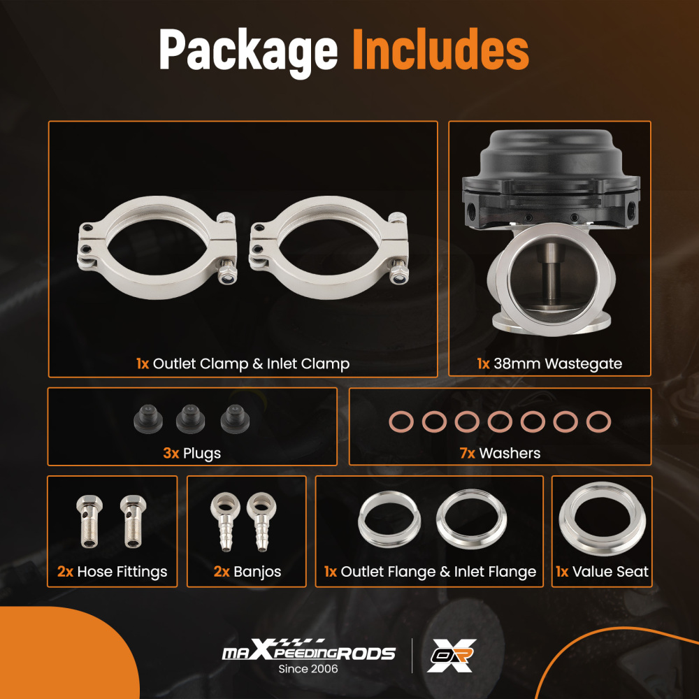 38mm V-Band External Wastegate Aluminum Black Stainless steel With Springs