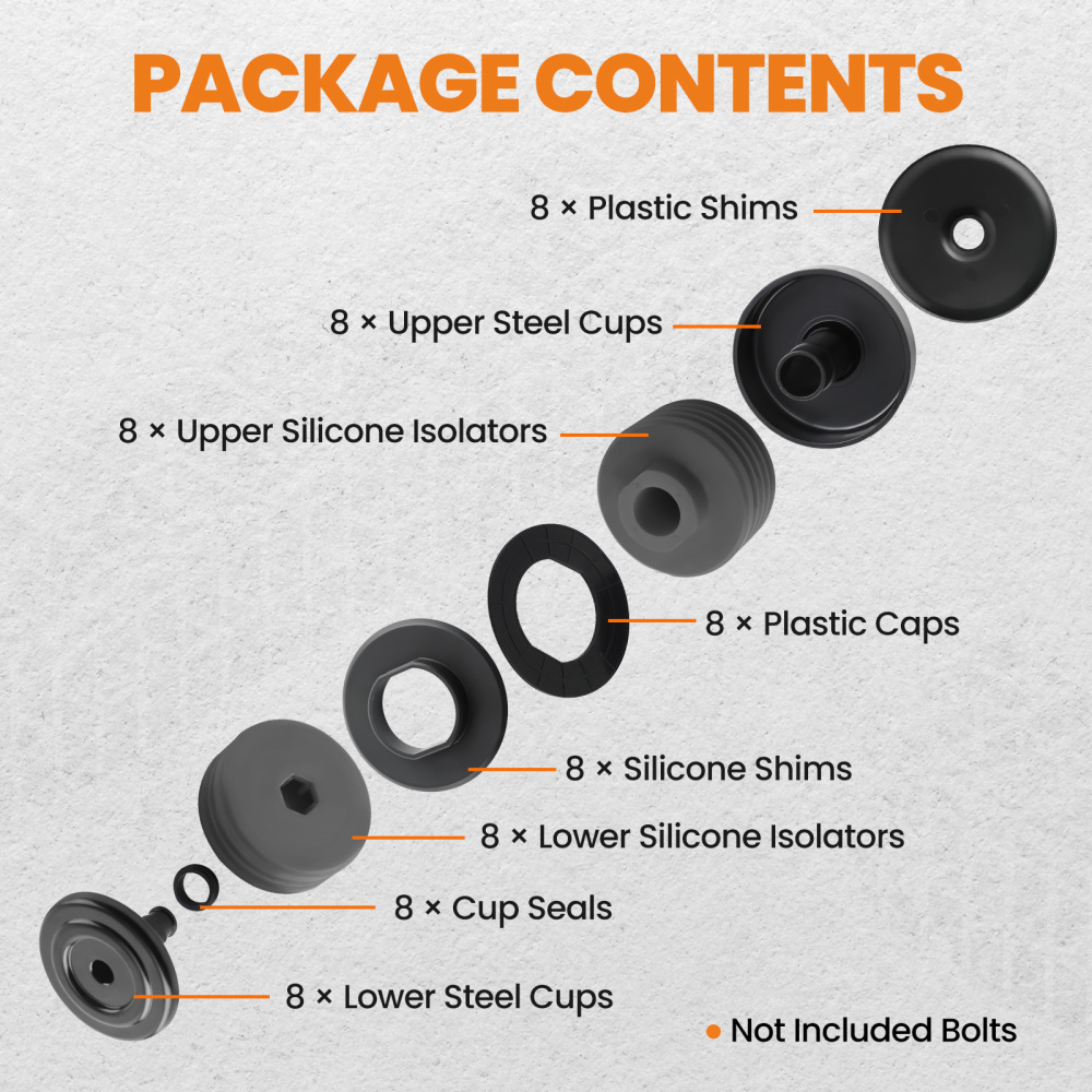 Body Mount Bushings Kit compatible for Ford Super Duty F-250/F-350 Crew Cab 2008-2016