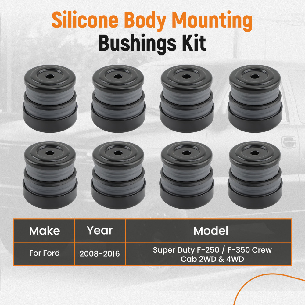 Body Mount Bushings Kit compatible for Ford Super Duty F-250/F-350 Crew Cab 2008-2016