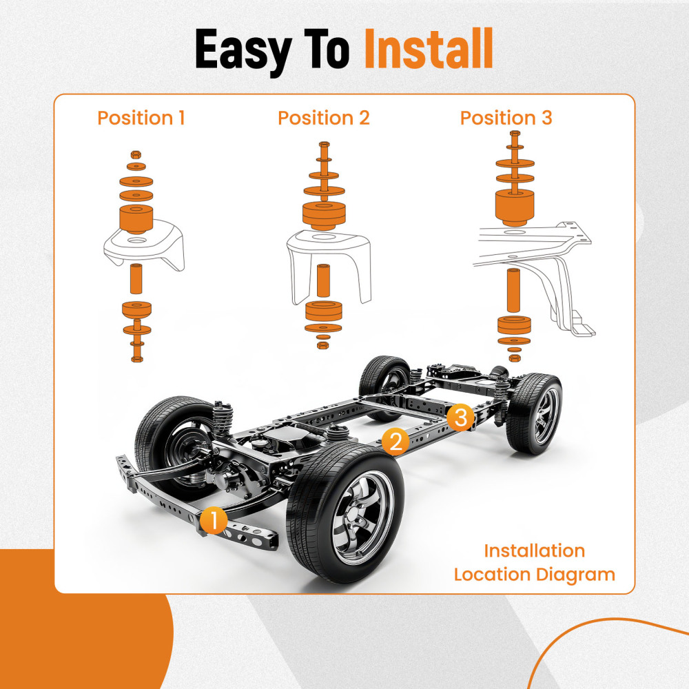 Body Mount Bushing Set compatible for Ford F150 F250 F350 1980-1998 With Installation Kit